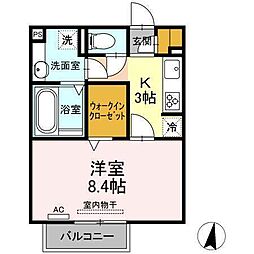 マーガレット 1Kの間取図画像