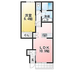メゾン・ド・ミュゲ 1LDKの間取図画像
