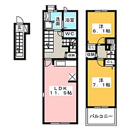 グランツプランドールA 2LDKの間取図画像