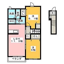 メゾンララリ 2LDKの間取図画像