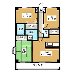 プロニティヒラノA 3LDKの間取図画像