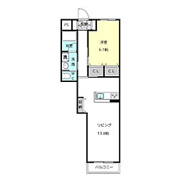 SKビル 1LDKの間取図画像