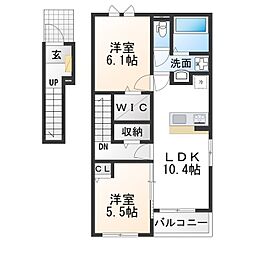 エスポワール カモリ I 2LDKの間取図画像