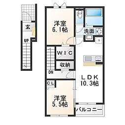 エスポワール カモリ I 2LDKの間取図画像