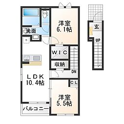 エスポワール カモリ I 2LDKの間取図画像
