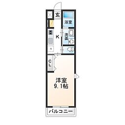 クリーンコート 1Kの間取図画像