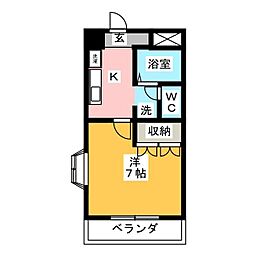 ウイングコート 1Kの間取図画像
