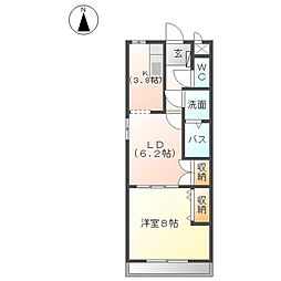 クレア立込 1LDKの間取図画像