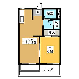 ラポール白浜B 1LDKの間取図画像