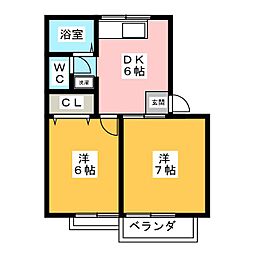 アネックス愛宕 2DKの間取図画像