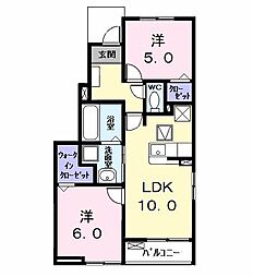 カーサみやびVIII 2LDKの間取図画像
