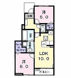 カーサみやびVIII 2LDKの間取図画像
