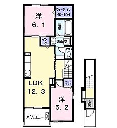 カーサみやびX 2LDKの間取図画像