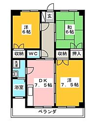 カンパーニュ・一宮 3DKの間取図画像