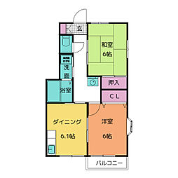 ハイステージソラルA 2DKの間取図画像