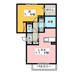 オッツ三蔵子　Ａ 2階1LDKの間取り