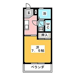 メゾンエーデルワイス 1Kの間取図画像