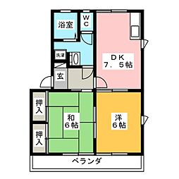 セレニティー八王子 2DKの間取図画像