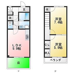 サンヴィラージュ望 2LDKの間取図画像