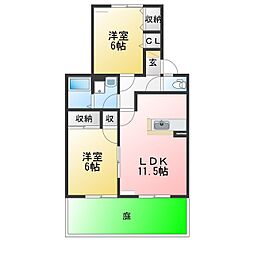 アネックス河尻A 2LDKの間取図画像