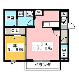 歩夢3 1LDKの間取図画像