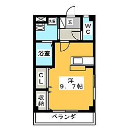 ヴェルジェ2番館 ワンルームの間取図画像
