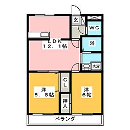 アルカディア 2LDKの間取図画像