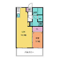 ラ・フォーレ森 1LDKの間取図画像