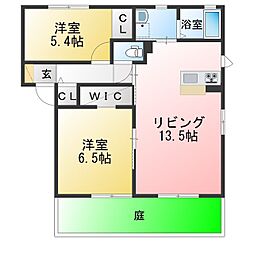 アドラブール美園 2LDKの間取図画像