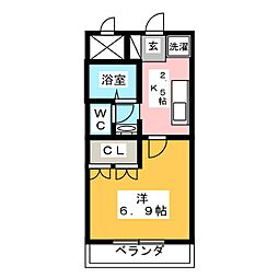 アメニティハイツ大崎 1Kの間取図画像