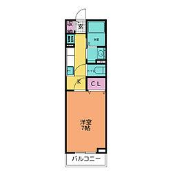 ヴィラ・デ・ミュゲ 1Kの間取図画像