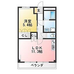 ウィステリアネオ 1LDKの間取図画像