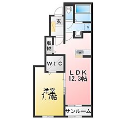 グレイス ラヴィ 1LDKの間取図画像