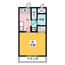 グランデージすみれ 1Kの間取図画像