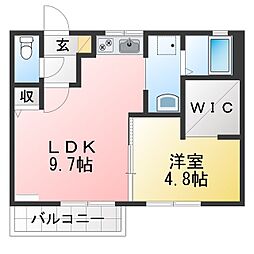ヴェルドミール美都 1LDKの間取図画像