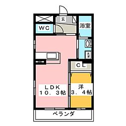 グレースゆう 1LDKの間取図画像