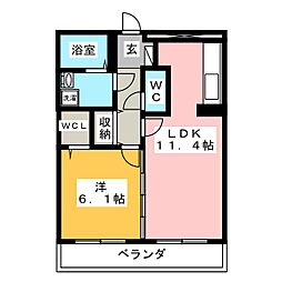 桜ケ丘LUCKHILL 1LDKの間取図画像