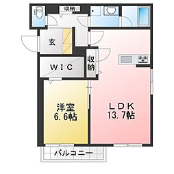 シャーメゾン中条町 1LDKの間取図画像