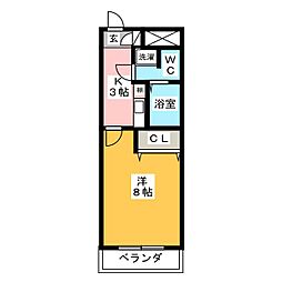 グランドール一宮 1Kの間取図画像