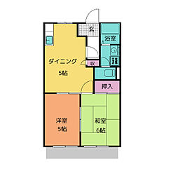 パークハイツ今泉B 2DKの間取図画像