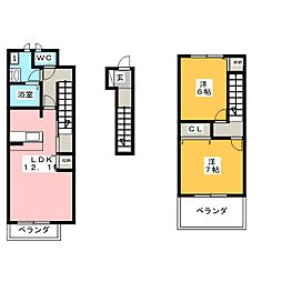 セレッソ八幡1 2LDKの間取図画像