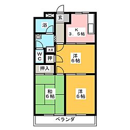 メゾン加納 2階3Kの間取り
