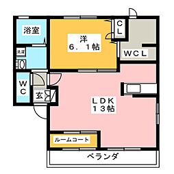 Villa白川2 1LDKの間取図画像