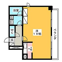 Lucent土橋 ワンルームの間取図画像