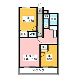 ボヌール衣丘 2LDKの間取図画像