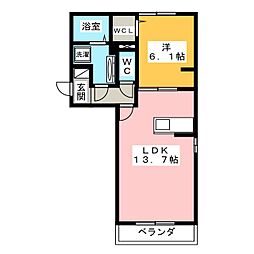 ヴィラシオン瀬川 1LDKの間取図画像