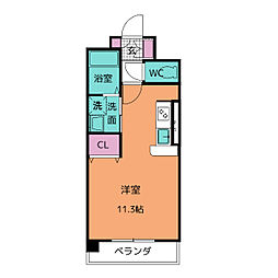 トロワジェームE ワンルームの間取図画像