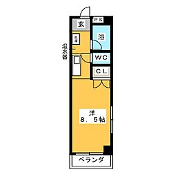 豊田メモリアルハイツ ワンルームの間取図画像