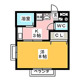 コーポミノワ猿投 1Kの間取図画像