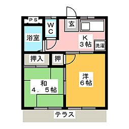 リヴェール1 2Kの間取図画像